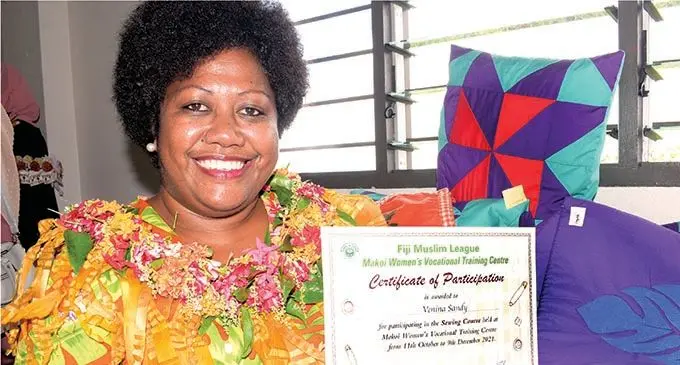 Venina Sandy after graduating from Makoi Womens Vocational Training Centre in certificate in sewing on December 9, 2021.  Photo: Ronald Kumar