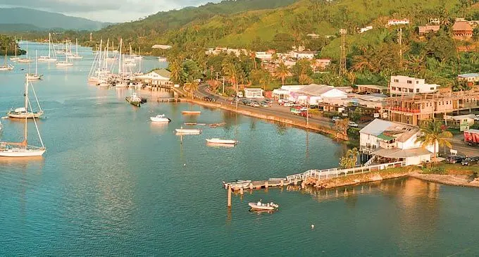 An aerial view of Savusavu Town