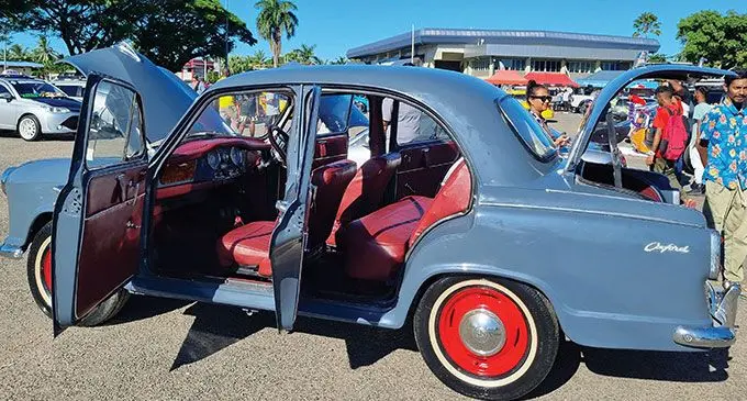The interior and exterior look of the remodeled 1956 Morris Oxford at a car show in Suva. Photo: Laiseana Nasiga