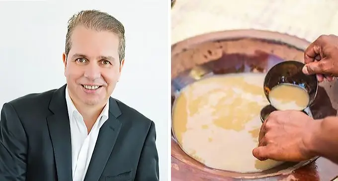 Pacific Trade Invest Australia general manager export, Jeremy Grenell and Kava being served.