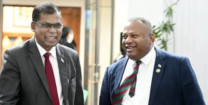 Minister for Finance Biman Prasad and Opposition Leader Inia Seruiratu. Photo: Ronald Kumar
