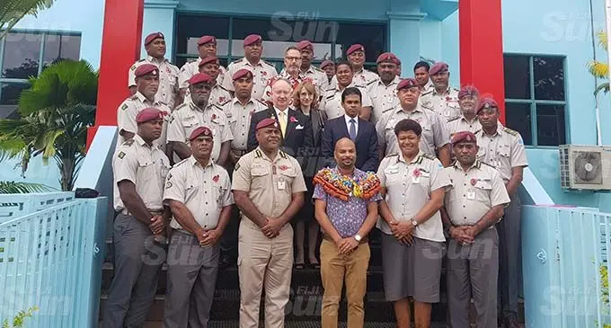 Front, fourth from left: Human Rights and Anti-Discrimination Commission (HRADC) director Ashwin Raj, director of rehabilitation, Senior Superintendent, Salote Panapasa with the graduates and guests from the United Nations Human Rights Commission. Photo: Harshana Singh