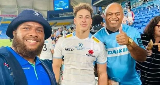 From left: Jone Koroiduadua, Mark Nawaqanitawase and dad, Sevuloni Nawaqanitawase.