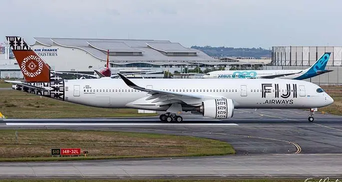 Fiji Airways A350-900 XWB, Island of Viti Levu.