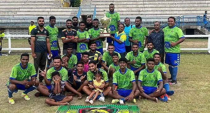 The Greenstar football team after winning the Nadroga Football Association Cup on November 27, 2022. Photo: Supplied