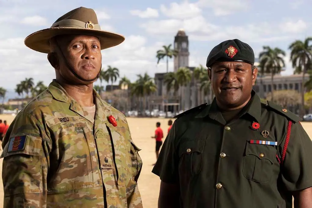 From left: Major Mikaele Dreu and Major Eroni Duaibe. 