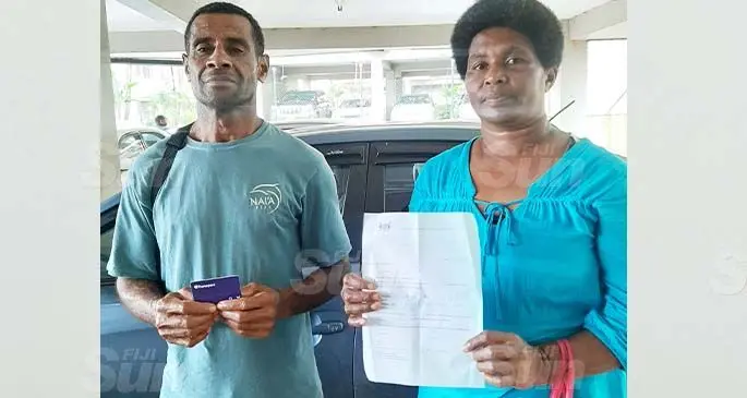 Waisake Bulubale (left), and Mili Bulubale at the Ministry of Education office at Marela House in Suva on July 7, 2020. Photo: Shreeya Verma