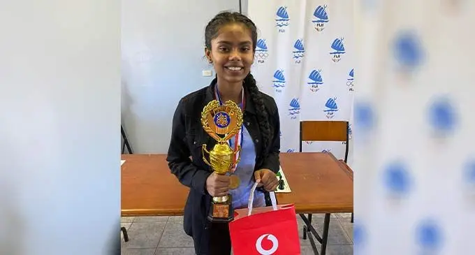 Tanvi Prasad won the women’s division at the Vodafone national chess championship at the Olympic House, Suva on December 20, 2022. Photo: Sereana Salalo