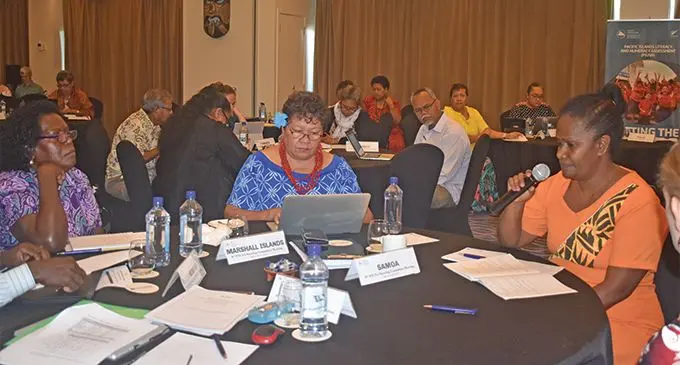Heads of the education systems in the 15 Pacific Island countries hold their discussions at the Radisson Blu Resort Fiji on March 19. Photo: Nicolette Chambers.
