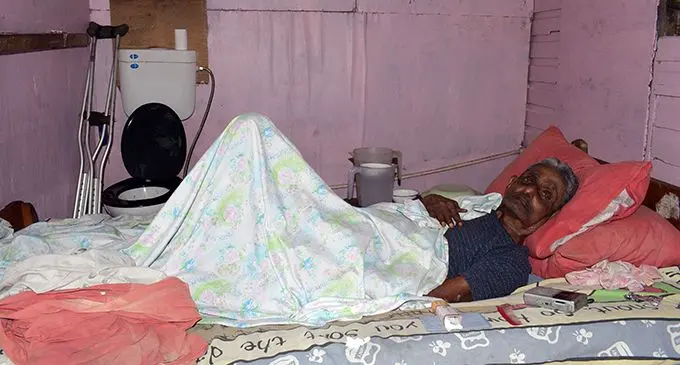 Bedridden Babu Singh, 77, at his Cunningham Road home on June 11, 2019. Photo: Ronald Kumar