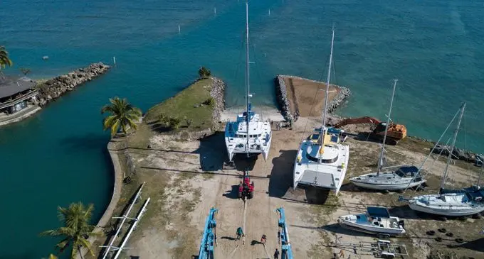 The Vuda Marina’s new catamaran haul-out ramp in Lautoka. Photo: Karalaini Tavi