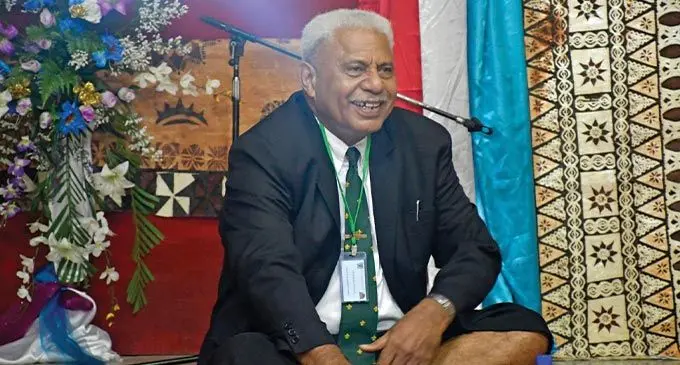 Lomaiviti Provincial Council Chairman Joji Qaranivalu at the meeting in Nasova, Levuka on June 8, 2022. Photo: DEPTFO News