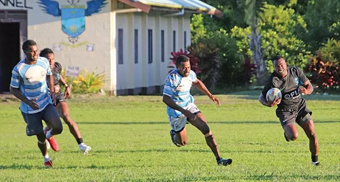 Fiji Airways Fijian men’s sevens winger Alasio Naduva on attack during their match against St John’s Draiba in Cawaci, Levuka, Ovalau on November 18, 2022. Photo: Manhar Vithal