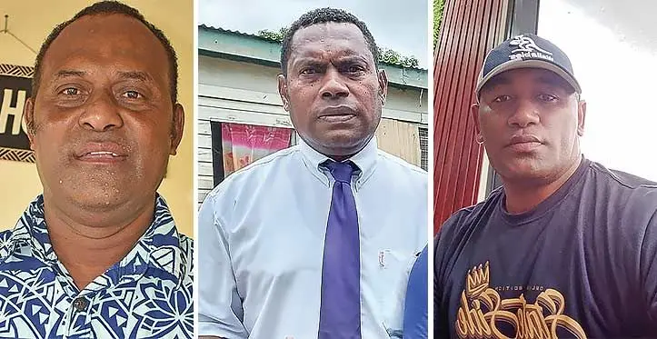 From left: Landowners Taniela Nakibo, Ratu Napolioni Waqanivavalagi and Penasio Bolekinavalu