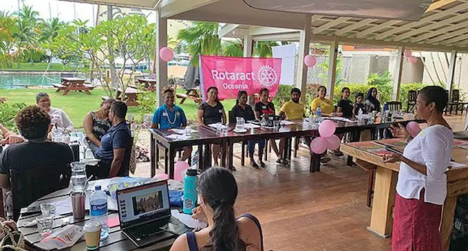 Rotarian, Milika Marshall speaks to the Rotaract club members of Lautoka and Nadi at the Vuda Marina.