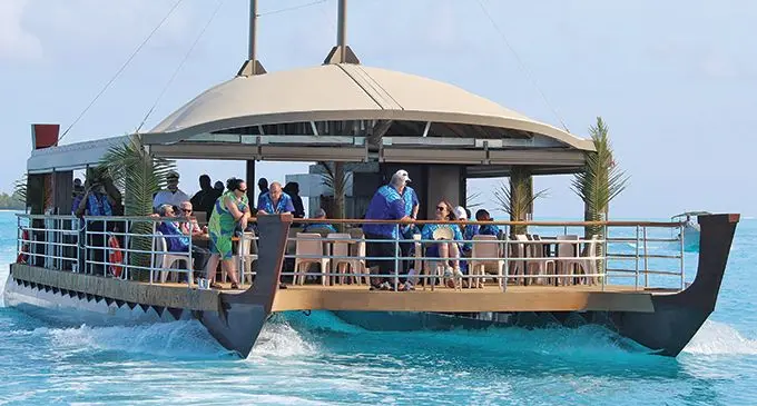 Pacific Leaders during their retreat onboard the Vaka at Aitutaki in the Cook Islands on November 10, 2023. Photo: Cook Islands Ministry of Foreign Affairs & Immigration