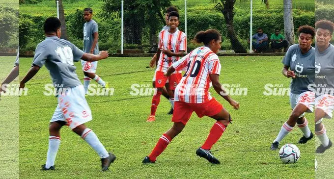 Labasa Women's rep, Stella Naivalulevu, battles for possession during their opening round clash against Rewa. Labasa won 6-0. Photo: Sampras Anand.