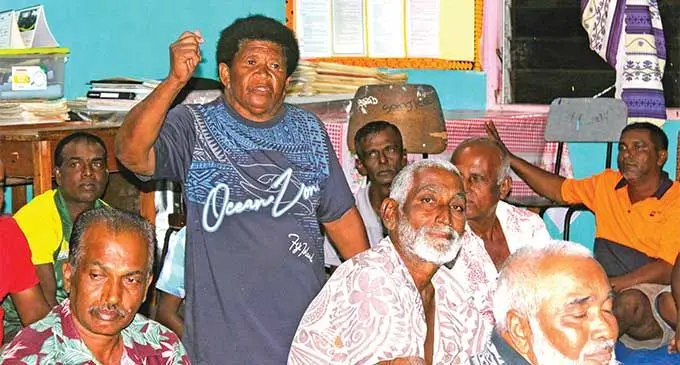 Fiji Sugar Corporation (FSC) board member/Wainikoro sector farmer, Akisi Vinaka, raise concerns during the meeting at Lagalaga, Labasa on July 24, 2024. Photo: Sampras Anand