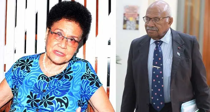 Businesswoman and politician Mere Samisoni at her Lami home on May 8, 2020. Photo: Ronald Kumar Inset: SODELPA leader Sitiveni Rabuka