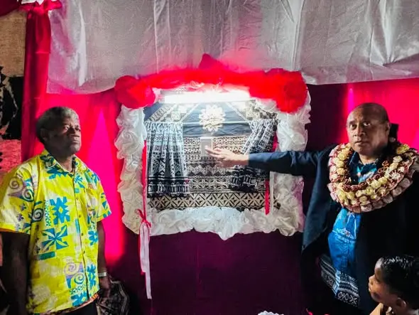 Minister for Public Works, Meteorological Services and Transport Ro Filipe Tuisawau, officially commissions the Soa and Matuku Village Grid Extension and Rural Electrification Project in Nakorotubu, Ra,