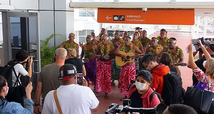 Tourist arrivals at Nadi International Airport. 