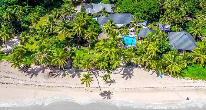 An aerial view of Fiji Beach House.