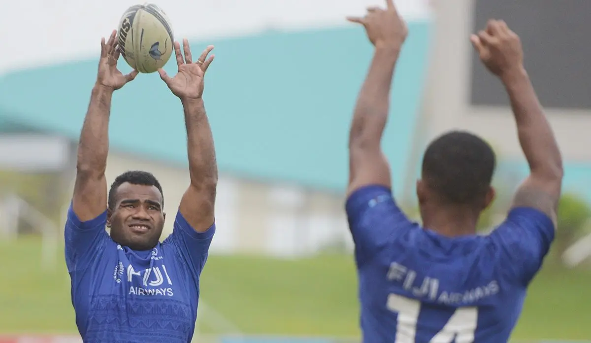 Fijian 7's reps Jerry Tuwai (left) and Terio Tamani during team training at ANZ Stadium on September 1, 2020. Photo: Ronald Kumar.