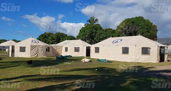 The setup of the field hospital still in the process on May 7, 2021. Photo: Nicolette Chambers 