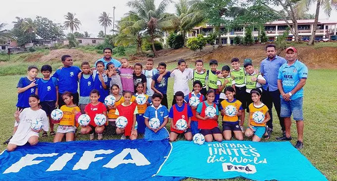 Participants at the launch of the FIFA Football for Schools at Nasinu Sangam Primary School on June 28, 2024. Photo: Fiji FA Media. 