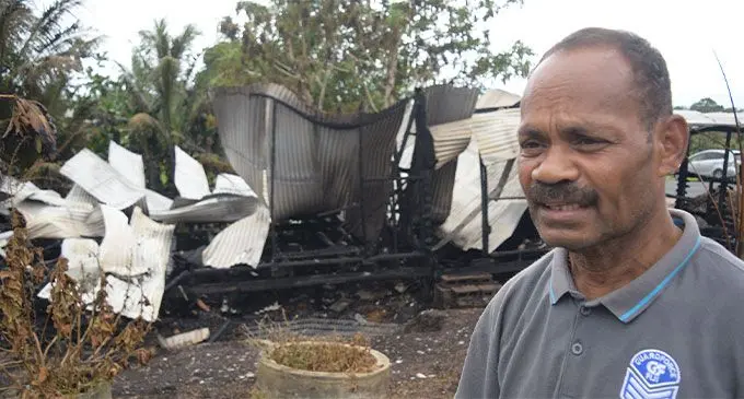 House owner, Atunaisa Qerei, 59, in front of what used to be his home at Vunidakua Settlement, Cunningham on October 24, 2023. Photo: Ronald Kumar