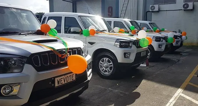 Four vehicles gifted to the Fijian Elections Office by the Indian government. Photo: Viliame Tawanakoro