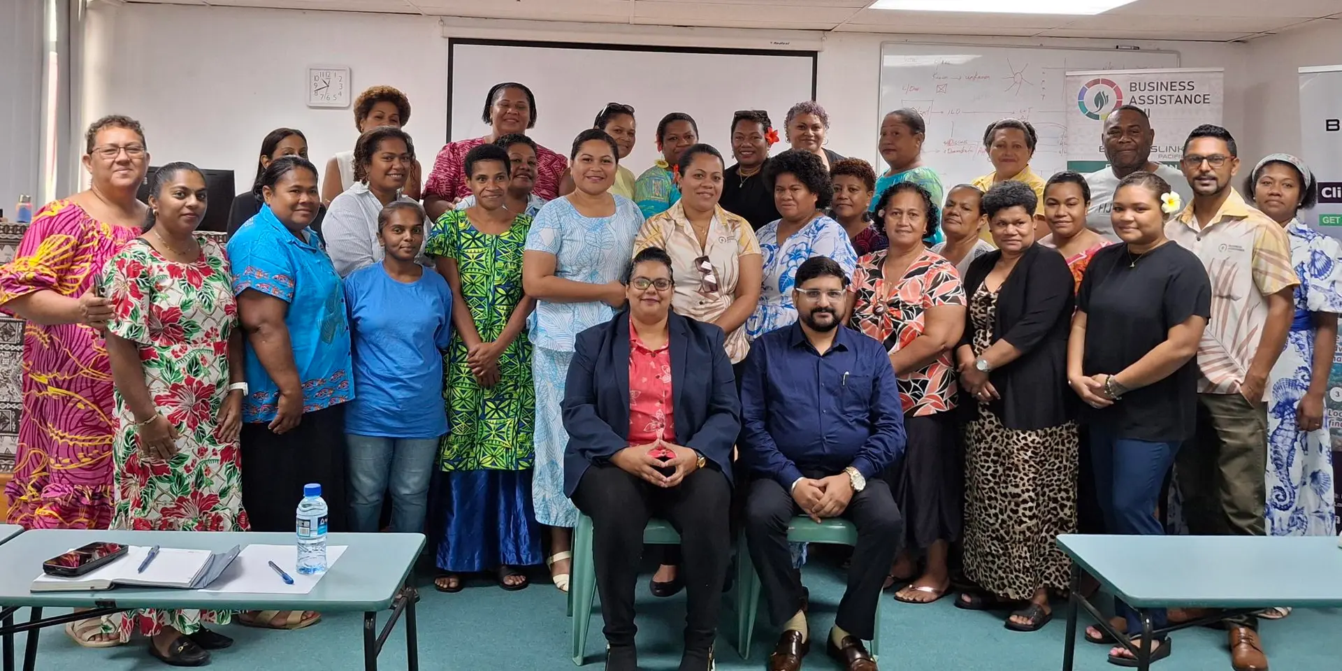 University of the South Pacific (USP) Graduate School of Business lecturer Avanish Shukla with Acting general manager of Business Assistance Fiji, Ms Nitika Singh seated in the front with participants at USP Campus in Lautoka. 
