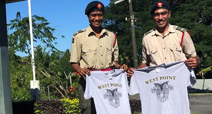 Cadet Sera Lewaravu and Cadet Max Delai at the RFMF Strategic Headquarters in Suva. Photo: Rosi Doviverata