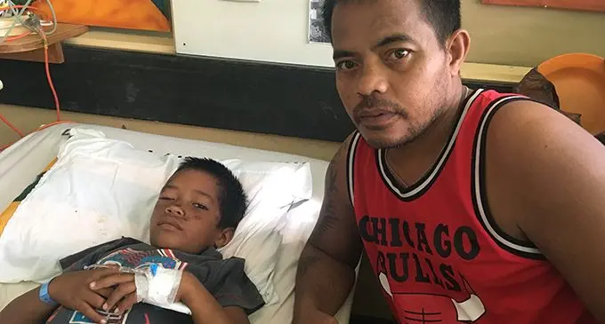 Kaibao Barau with his son Natuti Kaibao at the Labasa Hospital on June 6, 2020.  Photo: Renu Radhika