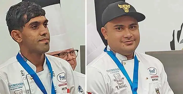 Chef Akshay Goundar and Chef Jeremiah Rafai at the New Zealand Chefs Championship in Auckland