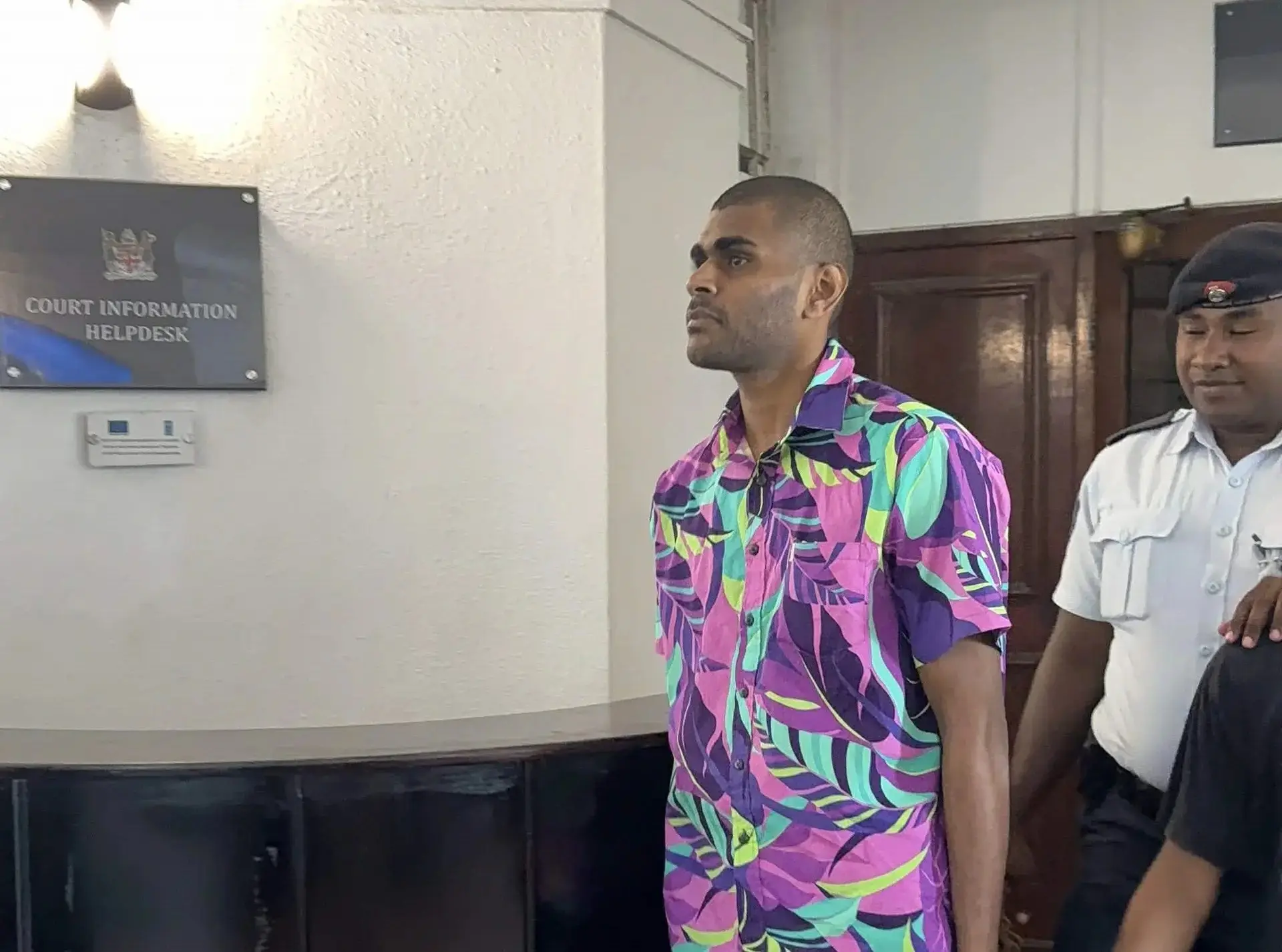 Alleged murderer, Charles Laxton Sundar outside the High Court in Suva.