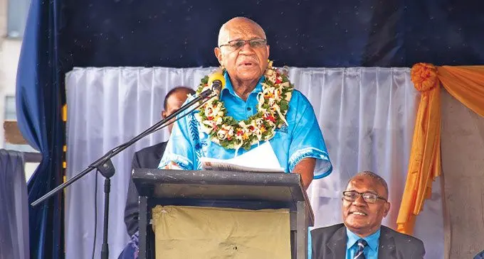 Prime Minister Sitiveni Rabuka speaking at the Ratu Kadavulevu School 100-year anniversary at Albert Park in Suva on September 9, 2024. Photo: DEPTFO News