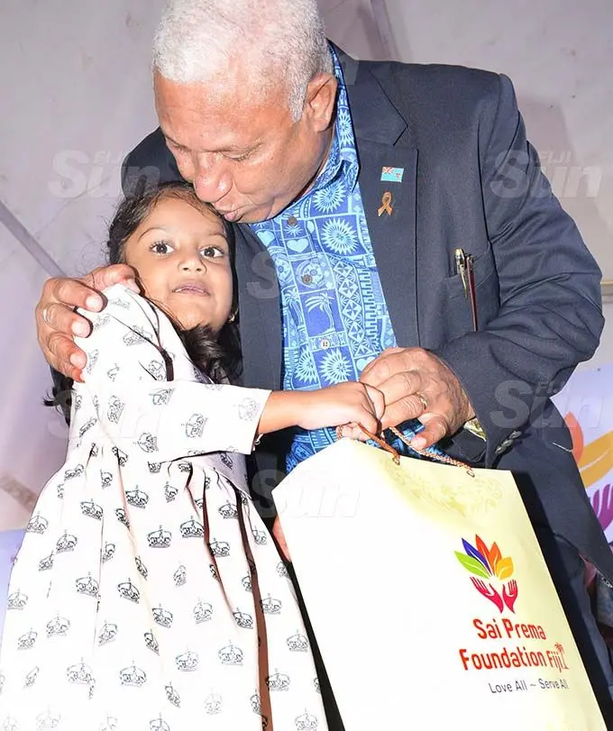 Prime Minister Voreqe Bainimarama with Rahima Imrana during Sai Sanjeevani medical centre 4th year anniversary on September 19, 2020. Photo: Ronald Kumar.
