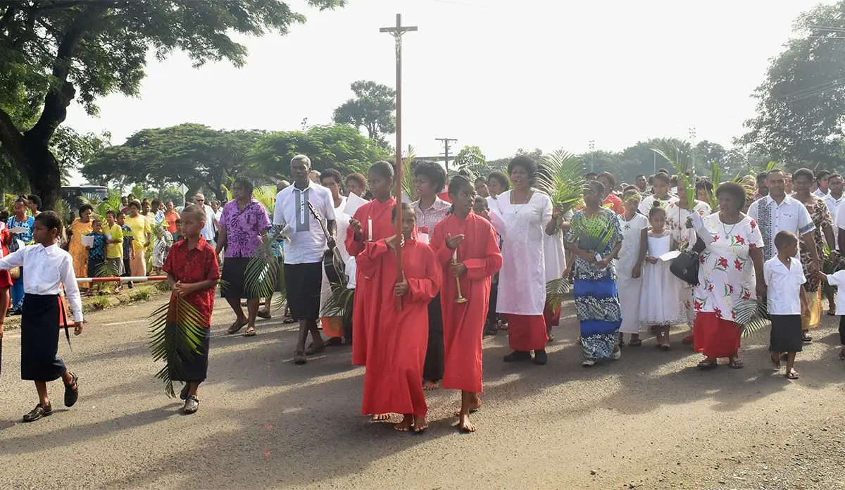 Saint Michaels Parish members march during the Palm sunday at Nadi Town on April 14, 2019. Photo: Mereleki Nai