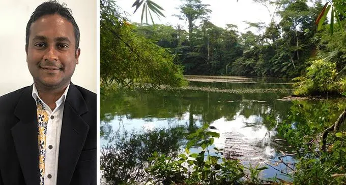 A view from Colo-i-Suva rainforest eco lodge and the head of finance and investment at Unit Trust Of Fiji, Mahipraya Meddepola.