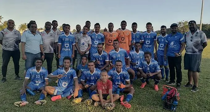 Lautoka football players and officials after their 5-1 win over Nadroga at Lawaqa Park, Sigatoka, on May 15, 2022. Photo: Mereleki Nai