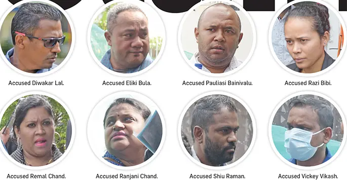 Accused with bribery and corrupt-related charges at council, all eight were bailed with a personal bond of $5000 each.