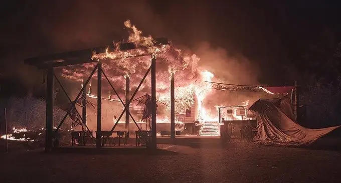 The fire which destroyed the Chill Zone Café and Kava Bar in March. Photo: Rishal Chandra