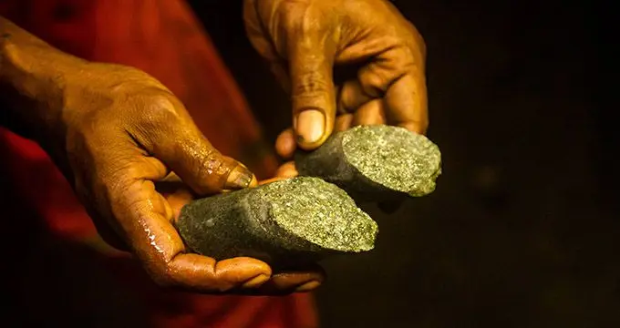A miner hold up a core filled with gold at the Tuvatu gold mines  in Sabeto, Nadi on March 18 2022. Photo- Leon Lord