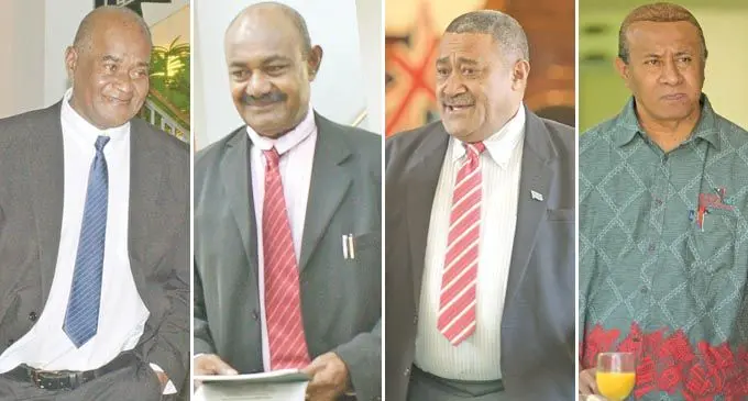 SODELPA Opposition MPs Niko Nawaikula (left), Inosi Kuridrani, Ratu Suliano Matanitobua and Ro Filipe Tuisawau.  Photos: Ronald Kumar 