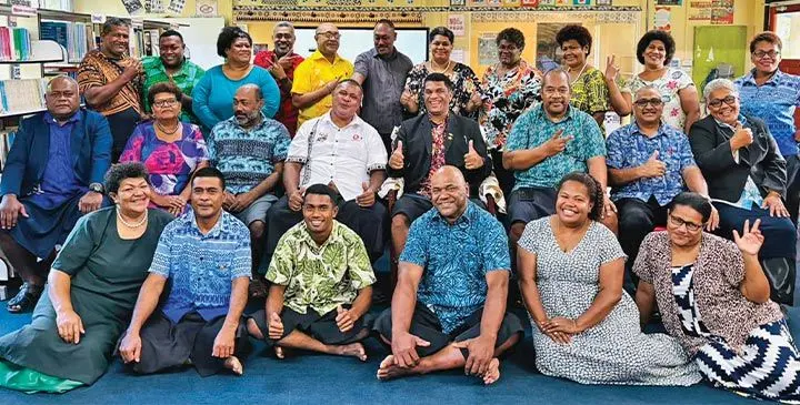 Minister for Education Aseri Radrodro and members of the Nasinu Secondary School ancillary staff on May 31, 2025.