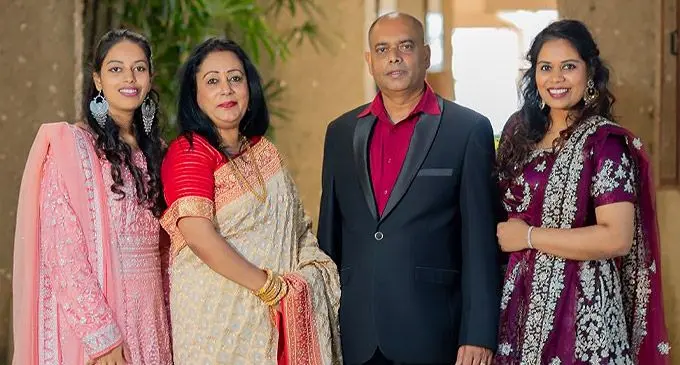 (Left) Payal Nand with her parents Praneeta Nand , Bramha Nand and youngest sister Isha Nand. Photo: Iris Photography