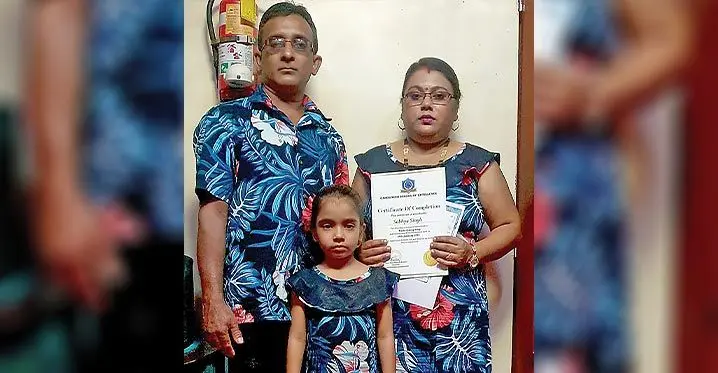 Sabhya Singh with Ramendra Lal (husband), and daughter Shivanya Lal.