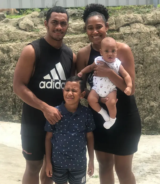 Kristine Taufaga with husband Jone Manu (left) and sons Jeremiah (front) and Jone Jnr