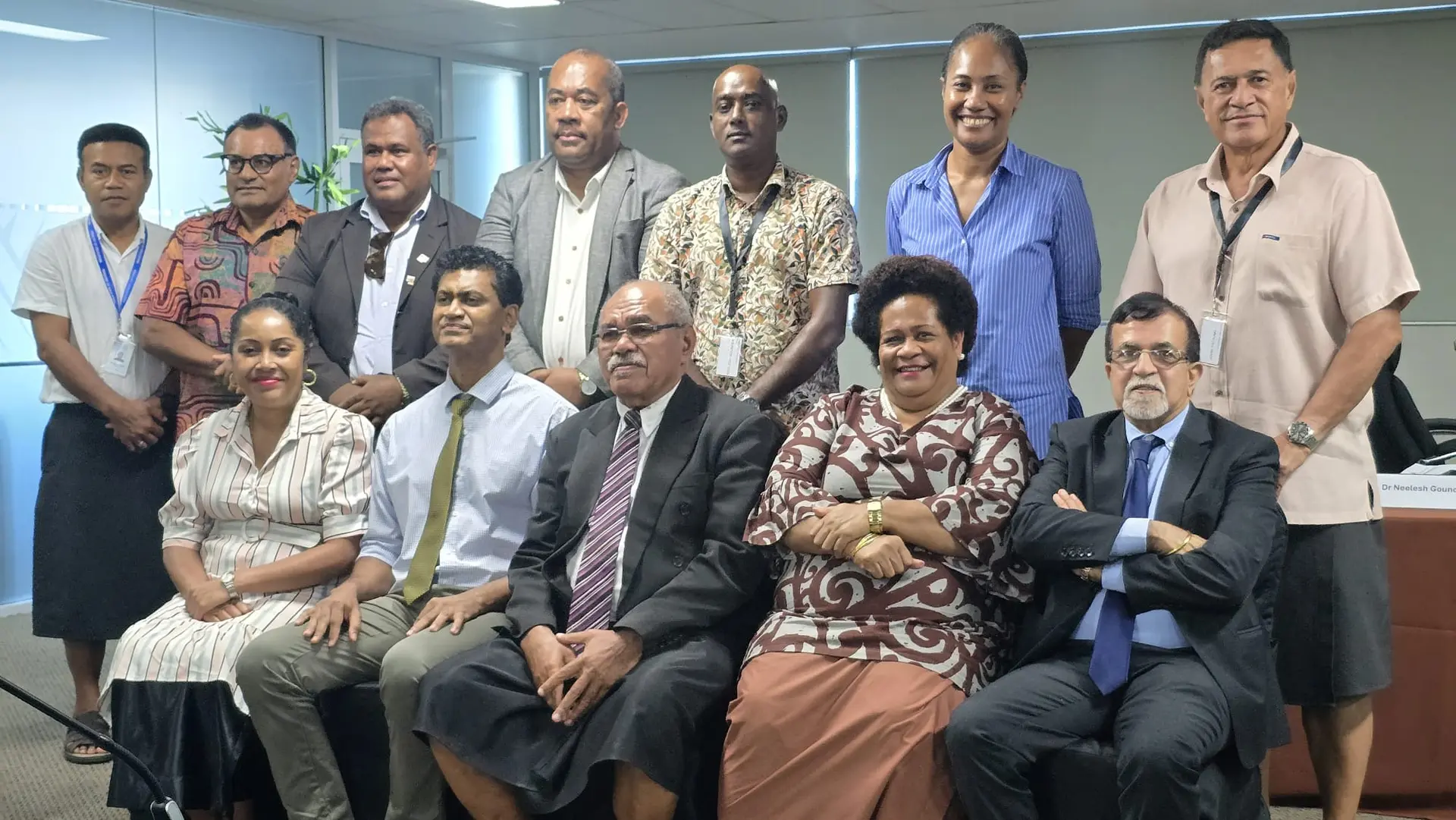 The Constitution Review Commissioners and officials from the Ministry of Education following the constitution review consultation on Tuesday. 